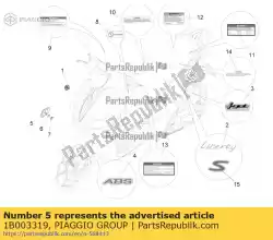 Tutaj możesz zamówić tabliczka znamionowa ? Abs? Od Piaggio Group , z numerem części 1B003319: