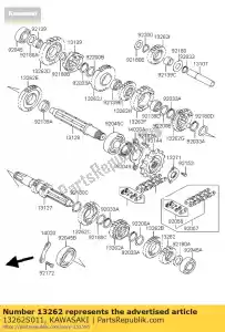 Kawasaki 13262S011 versnelling, input, 2e, 18t - Onderkant