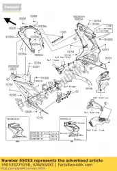 Ici, vous pouvez commander le capot, côté, lh, noir / gr auprès de Kawasaki , avec le numéro de pièce 55053527515R: