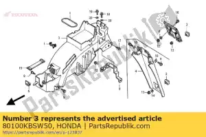 Honda 80100KBSW50 guardabarros comp., rr. - Lado inferior