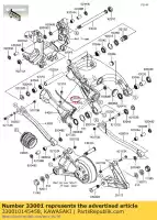 330010145458, Kawasaki, arm-comp-swing, p. zilver kawasaki gtr  c a e 1400gtr abs zg1400 kact 1400 , Nieuw