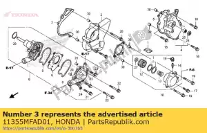 honda 11355MFAD01 placa, guia da corrente de transmissão - Lado inferior