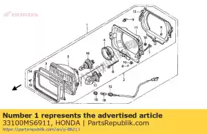 Honda 33100MS6911 conjunto de faros. (1 - Lado inferior