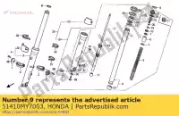 51410MY7003, Honda, tuyau comp., fr. fourchette (showa) honda vfr 750 1992 1993, Nouveau