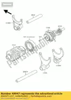 490471107, Kawasaki, spostamento dell'asta, l = 64,5 kx250-l3 kawasaki kx 250 1996 1997 1998 1999 2000 2001 2002 2003 2004 2005 2006 2007, Nuovo