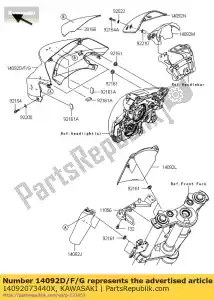 Kawasaki 14092073440X cubierta, faro, p.f.s.wh - Lado inferior