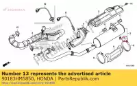 90183HM5850, Honda, parafuso, pára-raios honda  trx 250 350 400 420 450 500 520 2000 2001 2002 2003 2004 2005 2006 2007 2010 2011 2012 2013 2017 2018 2019 2020, Novo