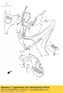 suzuki 4811110G00YD8 escudo, perna frontal - Lado inferior