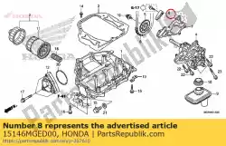 Aquí puede pedir guía comp. A, cadena de bomba de aceite de Honda , con el número de pieza 15146MGED00: