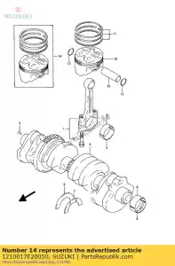 suzuki 1210017E20050 zuiger set, os0. - Onderkant