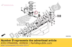 beker, hoofdcilinderolie van Honda, met onderdeel nummer 43511MA6006, bestel je hier online: