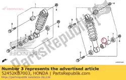 Aqui você pode pedir o arbusto, amortecedor superior em Honda , com o número da peça 52452KB7003: