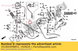 honda 35180HM8851 switch assy., buzina - Lado inferior