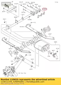 kawasaki 110611194 01 junta, colector de escape - Lado inferior