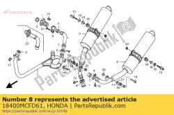 Ici, vous pouvez commander le pot d'échappement, l. Ex. Auprès de Honda , avec le numéro de pièce 18400MCFD61: