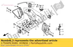 Ici, vous pouvez commander le caoutchouc b, réglage du réservoir de carburant auprès de Honda , avec le numéro de pièce 17506ML3680: