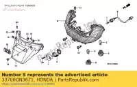 33706GN3671, Honda, cover, license honda  nsa nt 250 700 1998 2006 2007 2008 2009 2010, New