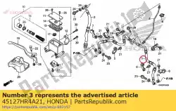 Here you can order the hose comp., fr. Brake(b) from Honda, with part number 45127HR4A21: