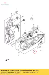 Suzuki 3530005HA0999 lampe frontale assy, ??l - La partie au fond