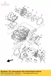 Tutaj możesz zamówić uszczelka, pokrywa skrzyni korbowej 3 od Yamaha , z numerem części 5PS154620200: