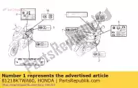 81218KTWA60, Honda, label, cargo limit(10kg) honda fes pes sh xl 125 150 300 1000 2010 2011 2012 2013, New