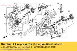 Honda 33100MCA601 montagem leve, cabeça r - Lado inferior