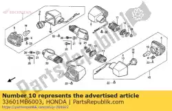 basis, l. Winker (nh1) van Honda, met onderdeel nummer 33601MB6003, bestel je hier online: