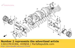 Ici, vous pouvez commander le jeu de segments, piston (std.) auprès de Honda , avec le numéro de pièce 13011MCA306: