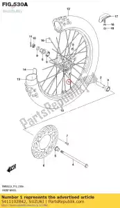 Suzuki 5411102B42 moyeu, roue avant - La partie au fond