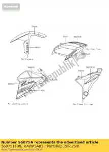 Kawasaki 560751198 pattern,tank cover,lh,lw - Bottom side