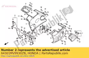 Honda 64301MV9930ZB conjunto de capucha, r. inferior (wl) * - Lado inferior