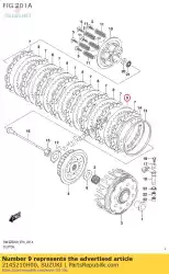 plaat, koppeling van Suzuki, met onderdeel nummer 2145210H00, bestel je hier online: