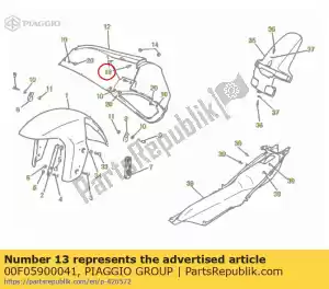 Piaggio Group 00F05900041 tornillo m6x16 - Lado inferior