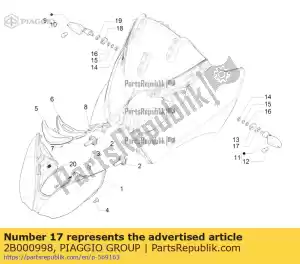 Piaggio Group 2B000998 indicadores de giro a la izquierda soporte frontal - Lado inferior