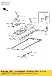 dekking, hoofd van Kawasaki, met onderdeel nummer 140910550, bestel je hier online: