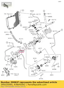 Kawasaki 390620080 hose-cooling,5.5x10.5x15 - Bottom side