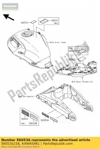 Kawasaki 560530218 specyfikacja etykiety, opona - Dół