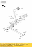 430011390, Kawasaki, levier-frein, pédale bn125-a1 kawasaki eliminator 125 1998 1999 2000 2002 2003 2004 2005 2006 2007, Nouveau