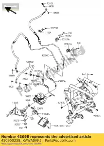 kawasaki 430950258 hose-brake,hu-fr caliper er650 - Bottom side