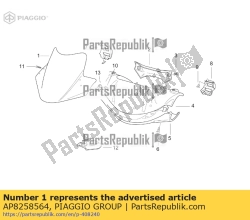 Aprilia AP8258564, Parabrezza carenatura anteriore. nero, OEM: Aprilia AP8258564