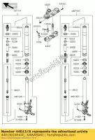 44013018544C, Kawasaki, horquilla interior, izquierda, negro / blanco zx140 kawasaki zzr 1400 2012 2014, Nuevo