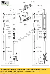 kawasaki 44013018544C horquilla interior, izquierda, negro / blanco zx140 - Lado inferior