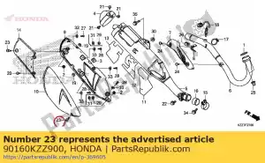 honda 90160KZZ900 parafuso, protetor de silenciador (5 mm) - Lado inferior