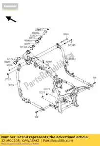 Kawasaki 321600208 frame-comp - Lado inferior