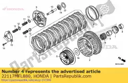 Ici, vous pouvez commander le guide a, embrayage extérieur (trou 2 mm x2) auprès de Honda , avec le numéro de pièce 22117MFL880: