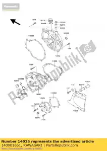 Kawasaki 140901661 tampa, mecanismo de mudança - Lado inferior