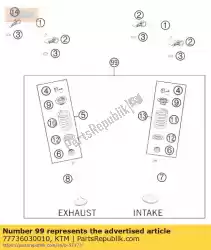 Aqui você pode pedir o kit válvula 250 sx-f 13-15 em KTM , com o número da peça 77736030010: