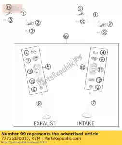 ktm 77736030010 kit válvula 250 sx-f 13-15 - Lado inferior