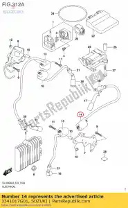 Suzuki 3341017G01 bobina, encendido - Lado inferior