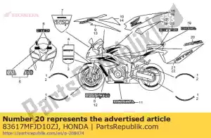 Honda 83617MFJD10ZJ mark, rr. seat cowl *type - Bottom side